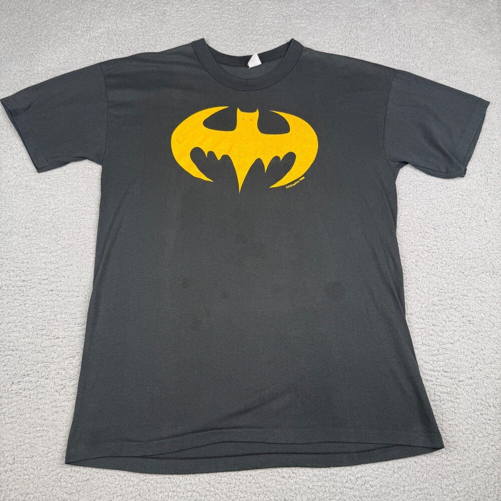 VTG Batman Shirt Mens XL Black Single Stitch 1989‎ Logo DC Comics 80s Tee Swing